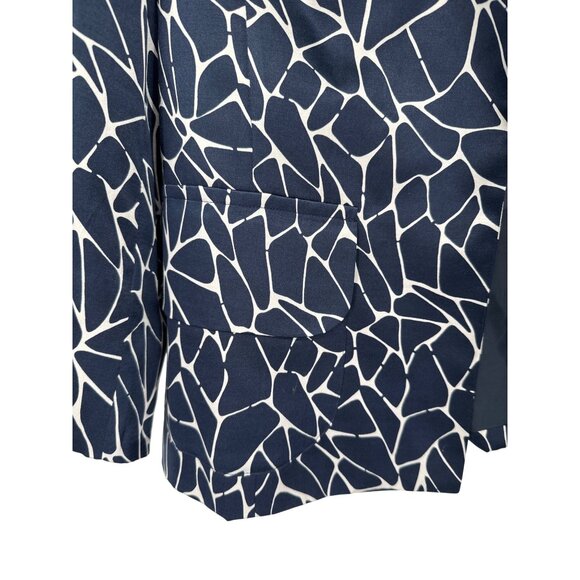 Pendleton Womens Navy Geometric Print Open Front Blazer Jacket Size 12 Silk - Picture 3 of 5